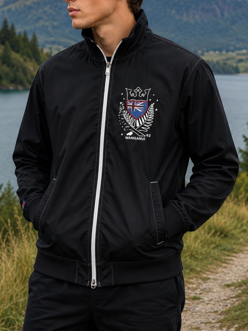 Brooks Wanganui 62 New Zealand Silver Fern Track Jacket Rare Black